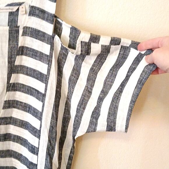 Soft Surroundings cold shoulder linen rayon blend striped tunic top - Picture 5 of 7